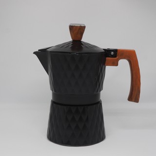 มอคค่าพอท หม้อชงกาแฟ เครื่องชงกาแฟ อลูมิเนียม Moka Pot 3 ถ้วย/150ml -กาต้มกาแฟสดสไตล์อิตาเลียน สีดำ