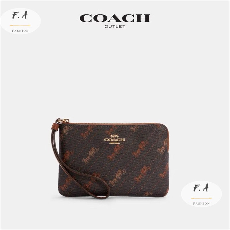 F.A ว่าแท้100% coach กระเป๋าสตางค์ผู้หญิง ซิปเดียว คล้องข้อมือ C4466