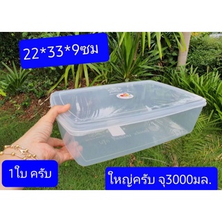 1ใบครับ  กล่องใส่หมูปิ้ง  กล่องอาหาร  วัสดุพลาสติก จุ 3000 มล. ขนาด 22x33x9 ซม.