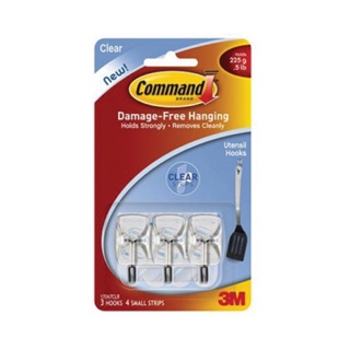 คอมมานด์ 3M ตะขอแกนเหล็กอเนกประสงค์พื้นหลังใสขนาดเล็ก SMALL WIRE HOOKS WITH CLEAR STRIPS 17067CLR