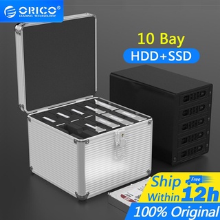 Orico กล่องเก็บฮาร์ดไดรฟ์ อลูมิเนียม 5/10 Bay 3.5 นิ้ว พร้อมตัวล็อค 10 ชิ้น สําหรับ Work Station(BSC35-10)