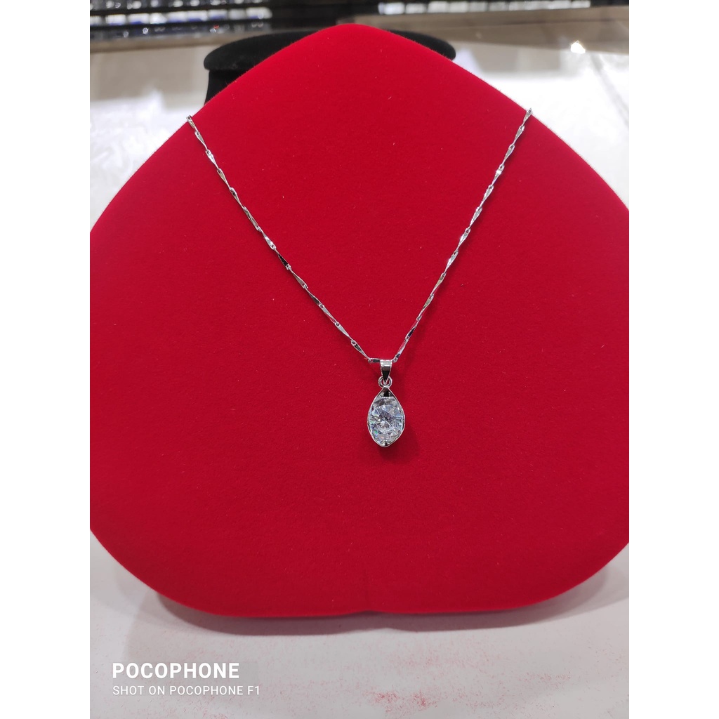[ของแท้] สร้อยคอผู้หญิง ชุบทองคำขาว 18k พร้อมจี้ ไม่ดำ ไม่ลอก เงาวาวมีระดับ เครื่องประดับสำหรับคุณผู