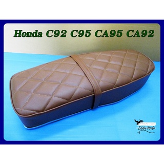 HONDA C92 C95 CA95​ CA92​ DOUBLE SEAT "BROWN" DIAMOND CUT STITCH STYLE  // เบาะ เบาะรถมอเตอร์ไซค์ สีน้ำตาล เย็บลาย