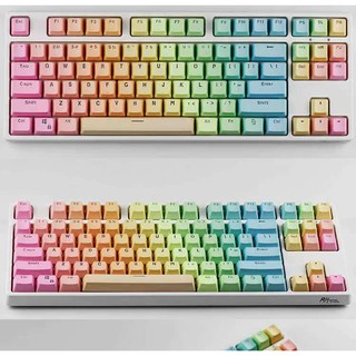 **พร้อมส่ง** Keycaps Injection molding Gradient dip rainbow 61-104 key PBT Mechanical Keyboard ไฟทะลุตัวอักษรทุกตัว!!