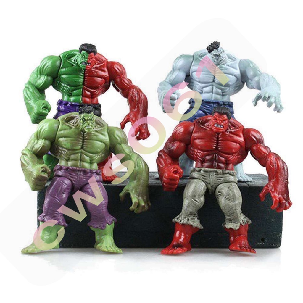4.3 "MarvelไวนิลFigurines The Incredible Avengers Hulk สีเขียวสีแดง Action Figure ของเล่น 4 ชิ้น/เซ็