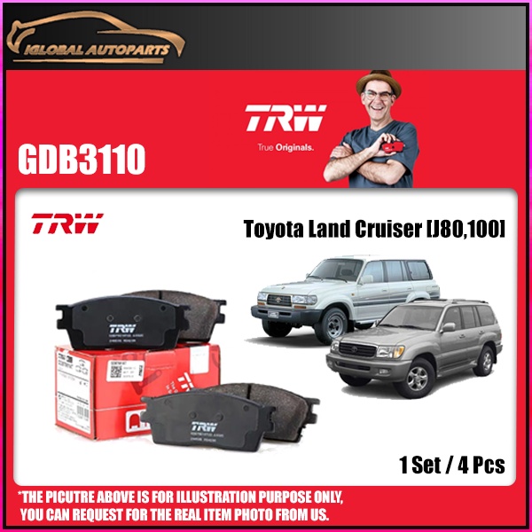 ผ้าเบรคหลัง TRW สําหรับ Toyota Land Cruiser [J80] 4.2D, Land Cruiser Prado [J90] 2.7L, FJ Cruiser [X