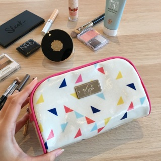 Cosmetic Bag กระเป๋าเครื่องสำอางค์ผ้าเคลือบกันน้ำลายColorParty(Pink)