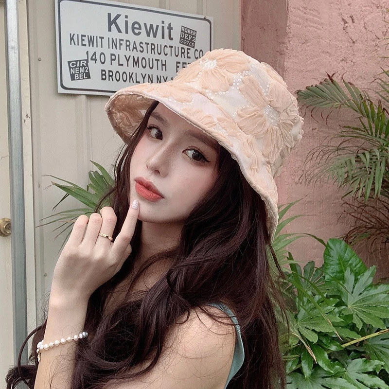 หมวกบักเก็ตแต่งลูกไม้ กันแดด แฟชั่นผู้หญิง thumbnail 5