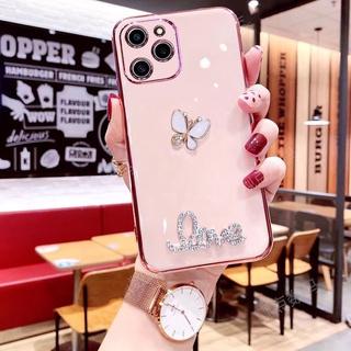 เคสโทรศัพท์มือถือแบบนิ่ม กันกระแทก ลายผีเสื้อ ประดับเพชร ระยิบระยับ สําหรับ Infinix Hot 12 12i 12 Play Note 12 G96