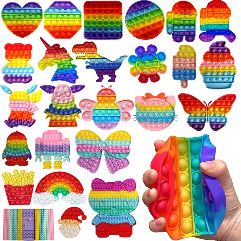 Jujiajia Pop It Fidget Toy ของเล่นบีบอัด เด็กของเล่นเพื่อการศึกษา Push Pop Bubble ซิลิโคน 3D Bubble Fidget ของเล่น Sensory Toy – โปรปัง