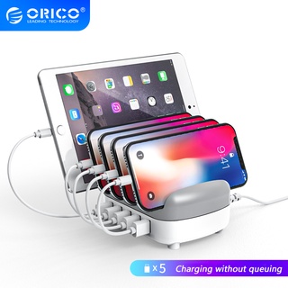 Orico แท่นชาร์จ 5 พอร์ต 40w 5v2.4a*5 สําหรับ Iphone Pad Pc Kindle Tablet