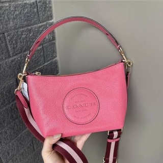 (ผ่อน0%) กระเป๋าสะพายข้าง NOLITA 19 IN SIGNATURE CANVAS (COACH C3308) หนังแท้ สีชมพู สายสปอร์ต คล้องไหล่