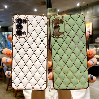 Brand New OPPO Reno5 5G Reno5 Pro เคส Case Plating Lattice TPU Soft Phone Case เคสโทรศัพท Drop Resistance All Inclusive Back Cover