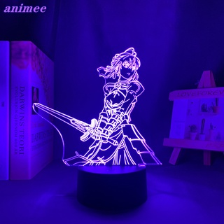 โคมไฟกลางคืน Led รูปอนิเมะมังงะ Fate Stay Night Saber 3d ของขวัญวันเกิด สําหรับตกแต่งห้องนอน