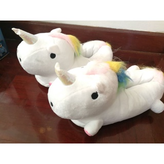 Unicorn Slipper สลิปเปอร์ ยูนิคอร์น สีขาว ฟรีไซน์ รองเท้าใส่ในบ้าน รองเท้าแตะ free size