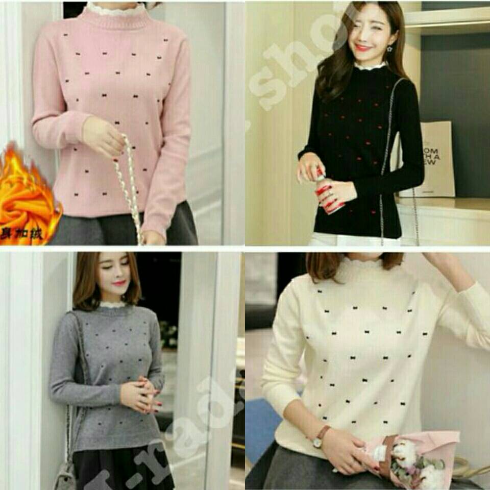 เสื้อไหมพรมผู้หญิง ลายปัก คอระบายหยัก 2 ชั้น งานน่ารักมากกก ผ้านุ่มมาก ใส่สบาย ยืดได้เยอะ