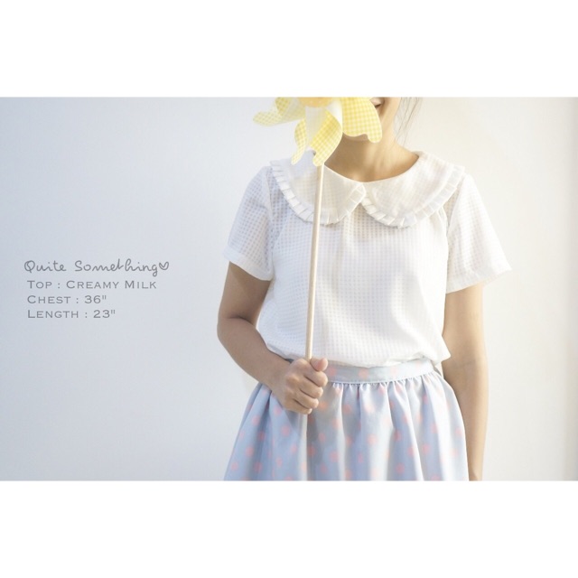 Top: Creamy Milk เสื้อชีฟอง สีขาว