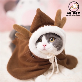 🐾Hi Pet🐾 Elk Cloak คริสมาสต์ แต่งตัวแมว เสื้อคลุมแมว เสื้อคลุมสัตว์เลี้ยง เสื้อสัตว์เลี้ยง กวาง ขนลูกสุนัขเขากวาง