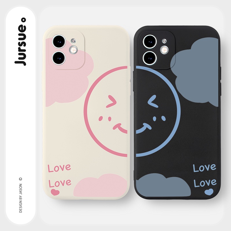 JURSUE เคสคู่ เคสไอโฟน คู่รัก ขอบเหลี่ยมกันกระแทกซิลิโคนนุ่มน่ารักตลก เคสโทรศัพท์ Compatible for iPhone 16 15 14 13 12 11 Pro Max SE 2020 X XR XS 8 7 Plus พลัส สีดำ Y1696 – โปรปัง