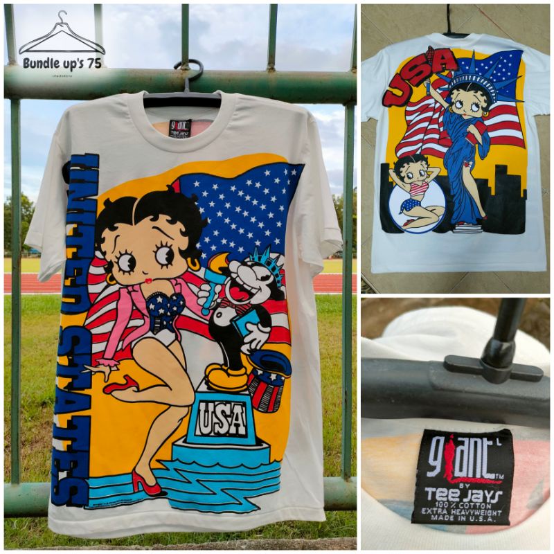 เสื้อยืดป้ายGiant  ลายBetty Boop  ระบุMade in USA (รายละเอียดด้านล่าง)