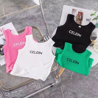 Summer girls knitted letter vest top 2022 new Korean style western style embroidered sleeveless vest T-shirt trendy 3