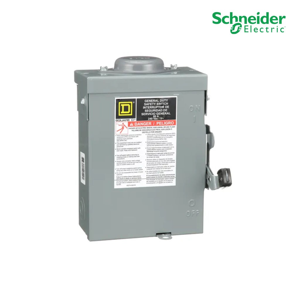 Schneider Safety Switch 60 แอมป์ สำหรับไฟ 1 เฟส - 240V General Duty 240VAC เซฟตี้สวิตช์แบบไม่มีฟิวส์