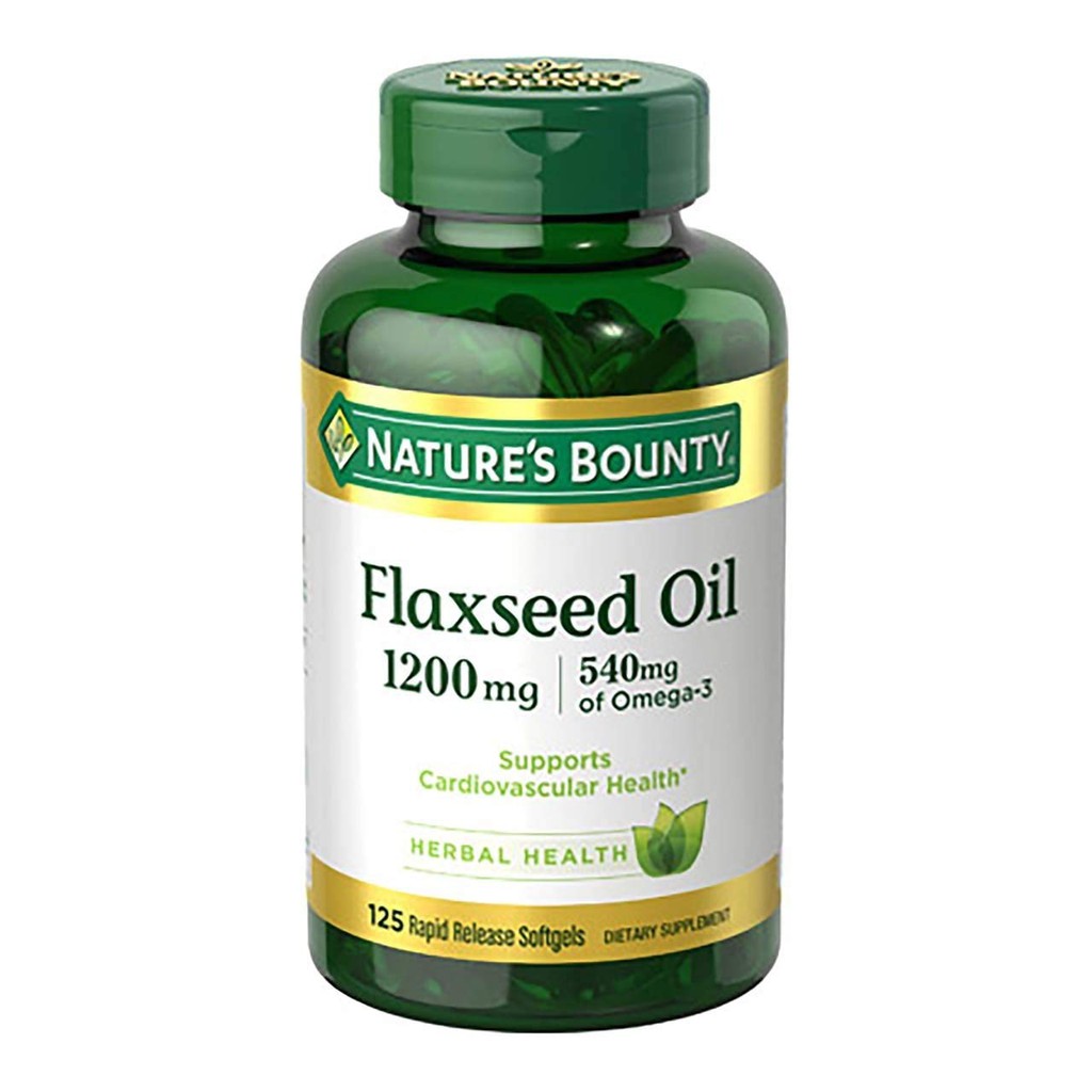 Nature's Bounty Flaxseed Oil 1200 mg Dietary Supplement 125 เม็ดเจล