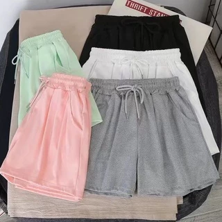 🚀ส่งเร็ว🚀M-3XL💕ใหม่+ราคาถูกที่สุด💕กางเกงขาสั้น กางเกงวอร์มขาสั้นเอาขอบยางยืด สไตส์เกาหลิโพลีเนือดีผ้าใส่สบายมาก