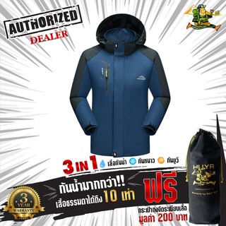 เสื้อแจ็คเก็ต waterproof สีน้ำเงิน เสื้อกันน้ำ กันลมกันฝนกันหนาว