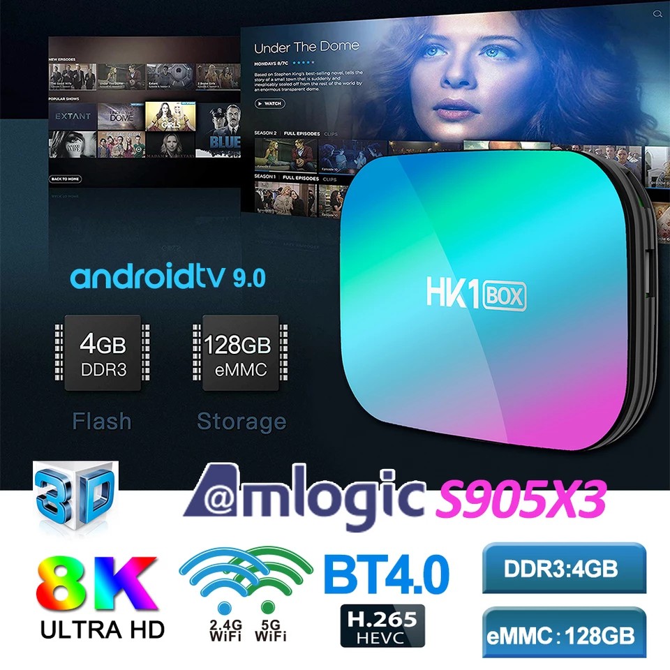 HK1 BOX กล่องแอนดรอยด์ทีวี Smart TV Box กล่องรับสัญญาณทีวีดิจิตอล กล่องรับสัญญาณทีวีดาวเทียม TV Receivers  Android box