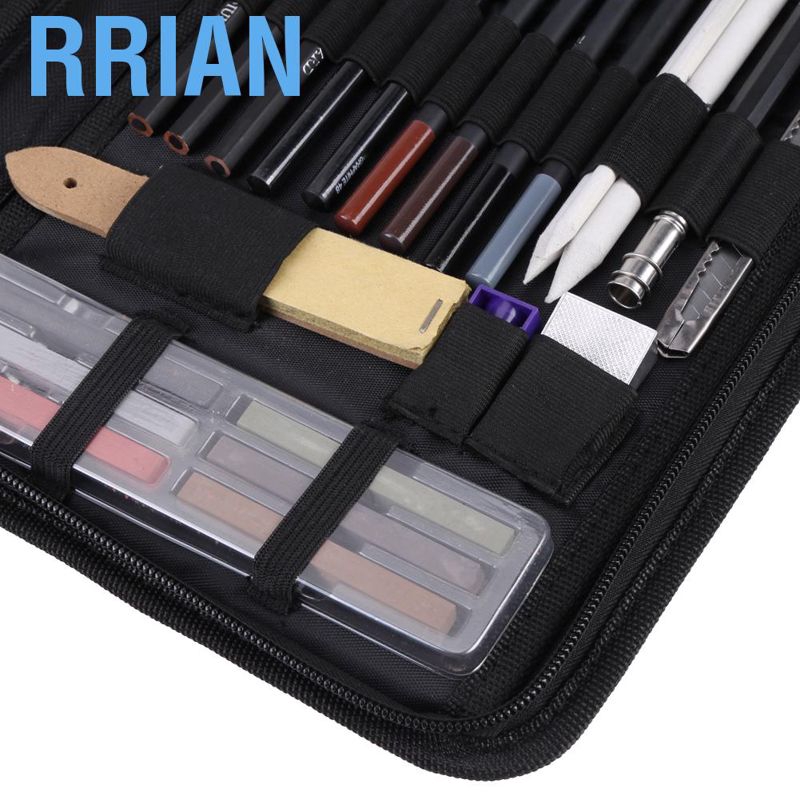 Rrian 48 ชิ้นชุดกระเป๋าสําหรับใส่ดินสอสีดํา - rrianfo1.th - ThaiPick