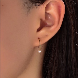 ต่างหูห่วงมุกมินิมอล Faux Pearl Detail Minimal Hoop Earrings