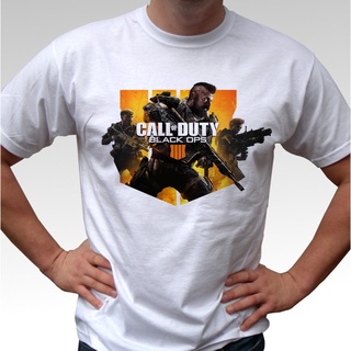 เสื้อยืดคอกลมNbf3f23r97r เสื้อยืดผ้าฝ้าย พิมพ์ลายเกม Call Of Duty Black Ops 4 COD BO IIII สีขาว สําหรับผู้ชาย ER66WR3150