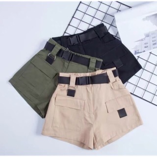 Chic streetwear high waist short pants