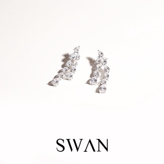 SWAN - Rain Drop Earring ต่างหูเงินแท้ ต่างหูระย้า  ฝังเพชรคิวบิกเซอร์โคเนีย cubic zirconia