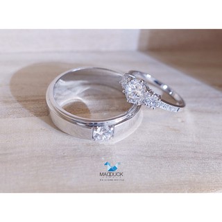 Madduckjewels แหวนเงินแท้ เพชร CZ ชุบโรเดียม RG1418-RG1733