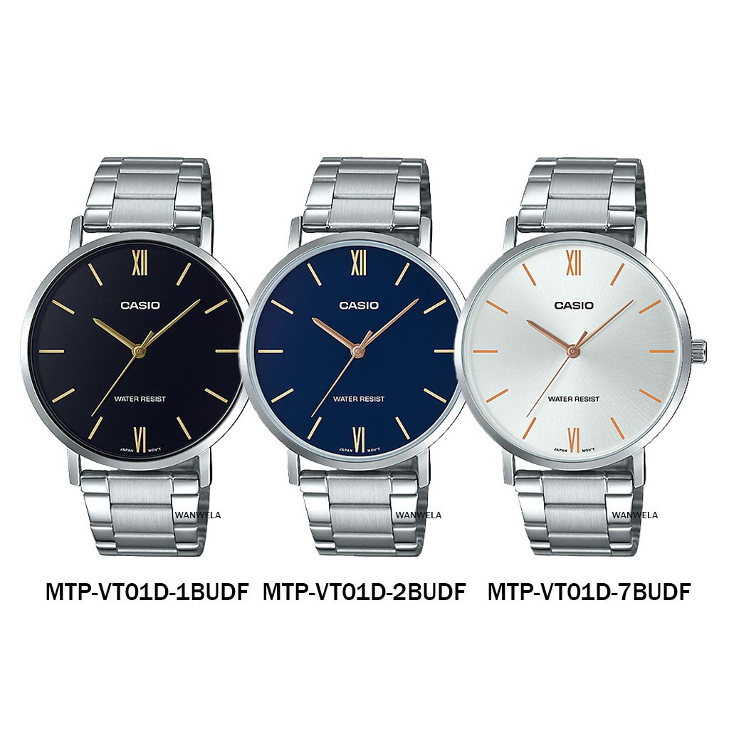 นาฬิกา casio นาฬิกาดิจิตอล [ใส่โค้ดลดเพิ่ม] ของแท้ นาฬิกาข้อมือ Casio ผู้ชาย รุ่น MTP-VT01 สายสแตนเลส