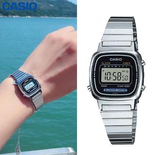 casio นาฬิกาข้อมือดิจิตอลสีเงินขนาดเล็ก la - 670 wa