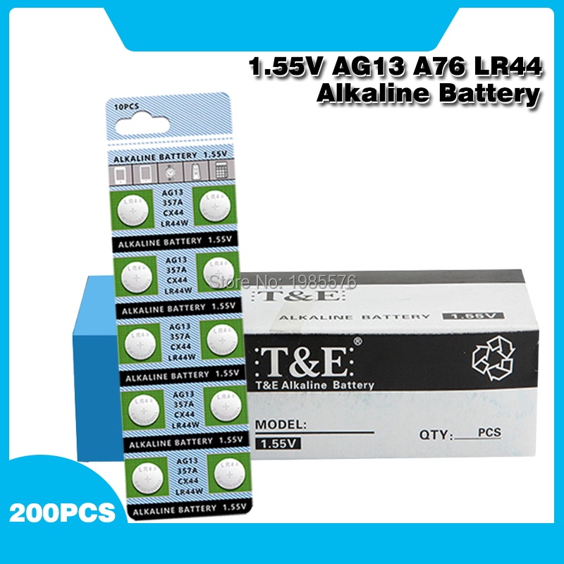200PCS Button Battery 1.55V AG13 LR44 L1154 SR47 SG13 SR1154 SP76 pila SR44 G13A G13 AG 13 Alkaline 