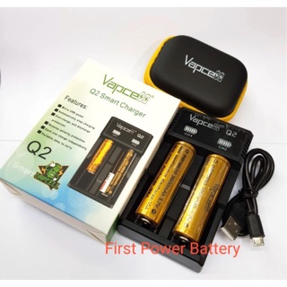 Vapcell ของแท้💯เครื่องชาร์จพร้อมถ่าน (เครื่องชาร์จVapcell Q2+ถ่านVapcell 18650 3600mAh 35/10A 2ก้อน)