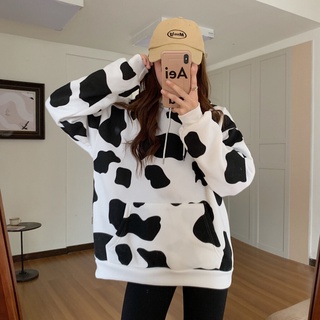 พร้อมส่ง 🧁 Moomoo hoodie เสื้อกันหนาวแขนยาวมีฮู้ดลายน้องวัว (32196)