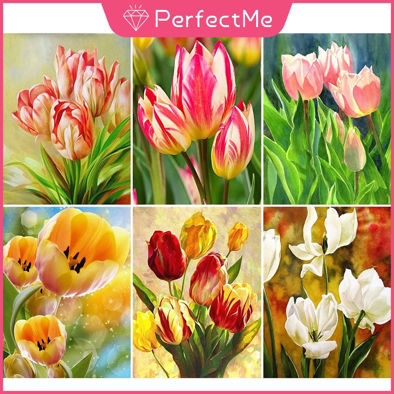 [PM] ชุดงานจิตรกรรมเม็ดบีด ทรงเพชรโมเสก รูปดอกทิวลิป 5d ขนาด 30x40 ซม. สําหรับตกแต่งบ้าน DIY 风景 5245