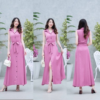 hbstation.shop เสื้อผ้าผู้หญิง Dressออกงาน สีชมพู พร้อมส่ง