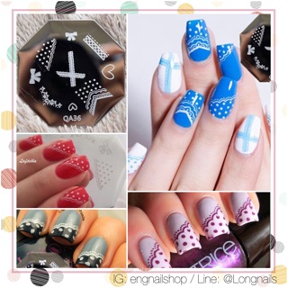 แผ่นปั๊ม เล็บ กลม ลาย โบว์ ลูกไม้ ลายจุด หัวใจ opi essie orly zoya