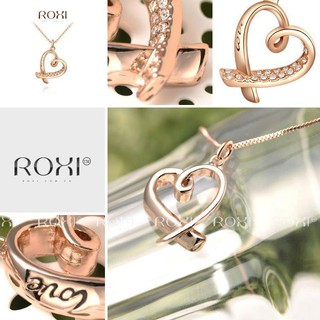 ﻿ROXI สร้อยคอพร้อมจี้ รูปหัวใจ ประดับด้วย Diamond ฝั่งนึง และอีกฝั่งสลักคำว่า "Love" สร้างความโดดเด่น รุ่น : 2030224390