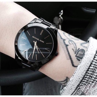 MICHAEL KORS MK3221 Slim Runway Black Stainless Steel Watch (Unisex)