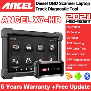 Ancel เครื่องสแกนเนอร์ X7 HD 12V และ 24V HD OBD2 ABS สําหรับรถบรรทุก