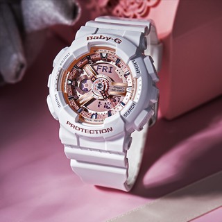 Casio Baby-G นาฬิกาข้อมือผู้หญิง สายเรซิ่น รุ่น BA-110-7A1 สีขาว(ของแท้100% ประกันCMG)ของขวัญ สวย