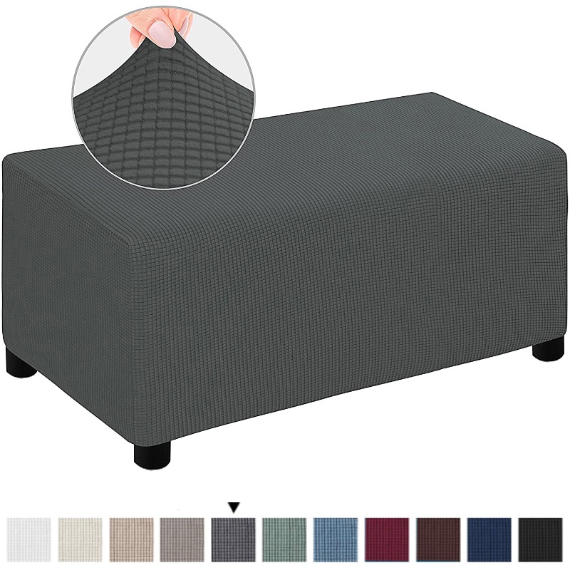 4 ขนาด Jacquard ทนทานที่กําหนดเองยืด Footrest Ottoman ฝาครอบพับสตูลเฟอร์นิเจอร์ Protector สี่เหลี่ยมผืนผ้า Slipcover