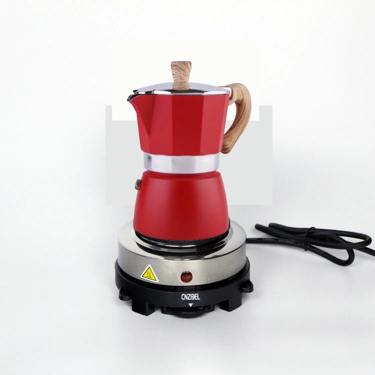 ☕🥄 Moka Pot  Coffee CJ ชุดหม้อต้มกาแฟสด แบบหนา ทน รวม เตาไฟฟ้า และ กระดาษกรอง   โมก้าพอท ครบชุด พร้อมใช้ thumbnail 4